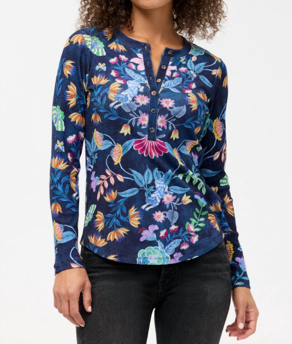 NEW JOHNNY WAS long sleeve fitted henley tee in elizabeth